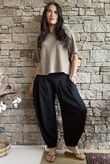Annie Cushion Cotton Cuff Barrel Pant Black